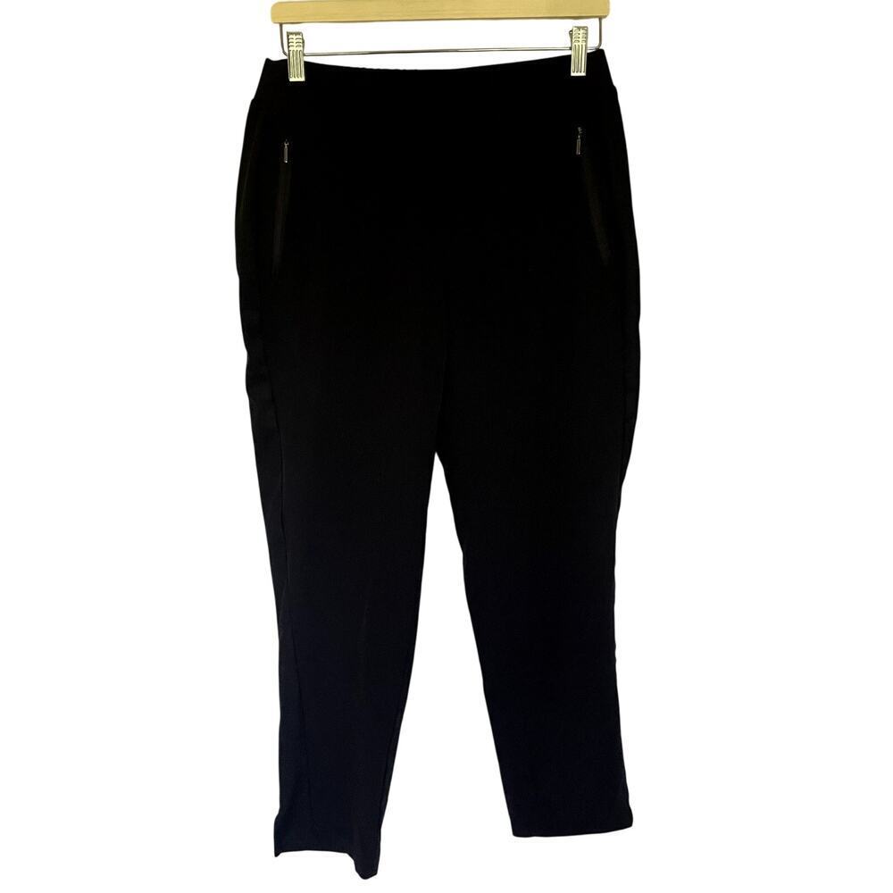 Chico's 0.5 regular black dress pants stretchy elastic waist pockets women's S